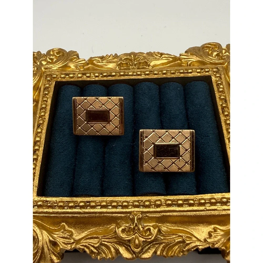 Swank Cufflinks OS Vintage 12K Gold Filled Quilted Textured Mid Century Modern